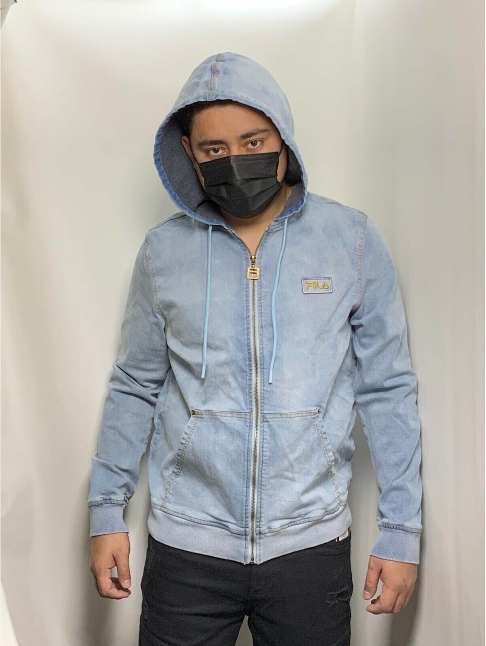 Men's Fila Sandblast Full Zip Hooded Denim Jacket